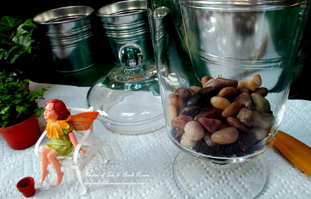https://lolajack-global.jp.net/diy-project-summer-enchantment-in-a-jar/ Assemble your materials : pebbles, activated charcoal, potting soil, tiny ivy & fern plants, dried or live moss, a glass container and accents.