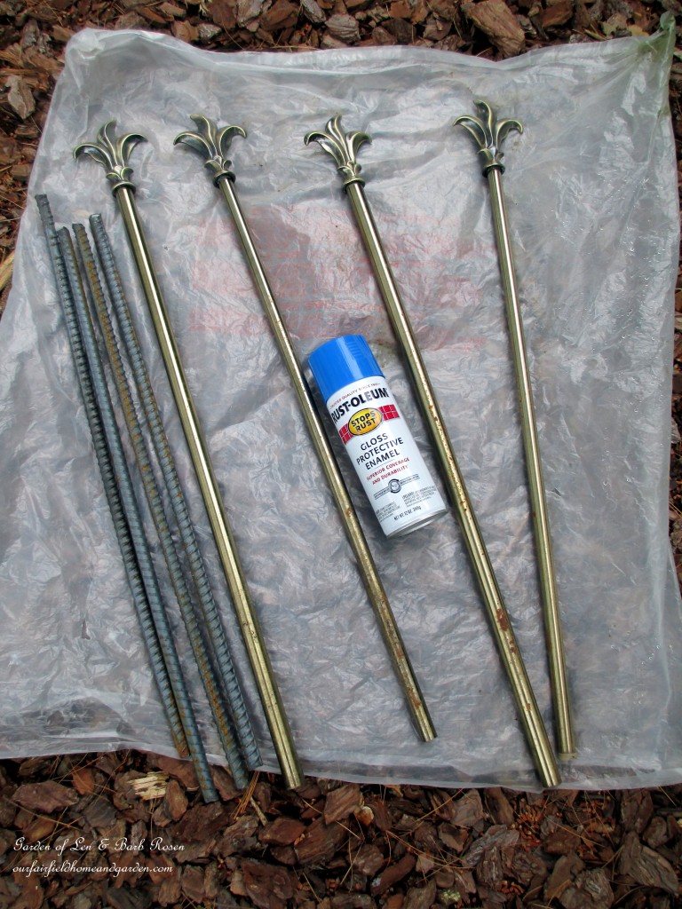 materials ~ rebar , curtain rods and paint https://lolajack-global.jp.net/diy-project-hose-guides-from-curtain-rods/